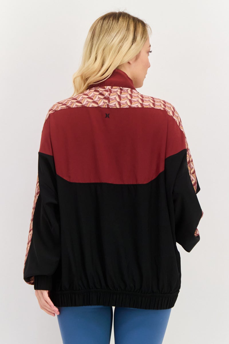 Hurley Women Sportswear Fit Training Track Jacket, Maroon - Image 2