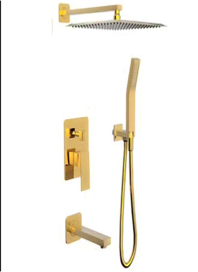 ماركة غير محددة EBOX-00223PVG  بالمخرج السفلي 3 نظام - Easybox - خلاط بانيو دفن كامل مربع - جواد العالميه - ذهبى 
