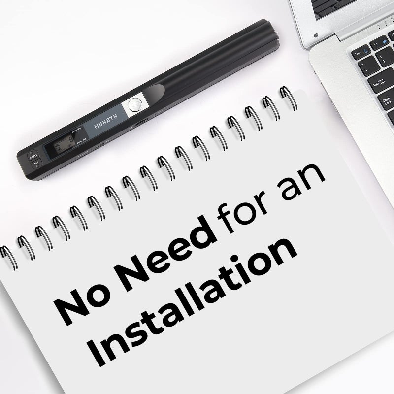 MUNBYN Portable Scanner, Photo Scanner for A4 Documents Pictures Pages Texts in 900 Dpi, Flat Scanning, Include 16G SD Card, Wand Document Reader Uploads Images to Computer Via USB Cable, No Driver - Image 5