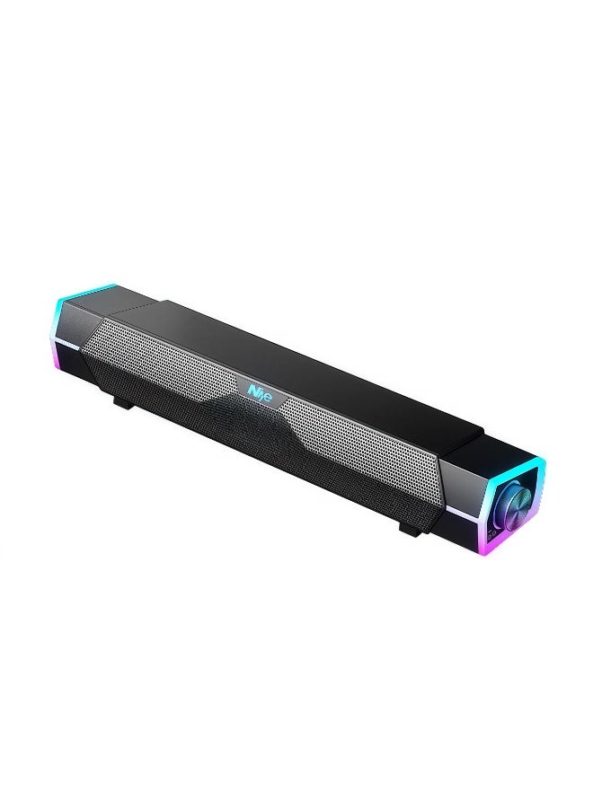 Niye Computer Sound Bar Speaker, 3D Stereo USB Powered Desktop Speaker with RGB LED Lights, Bluetooth 5.3, AUX 3.5mm, Volume Knob and Mic for PC/Laptop​  - Image 1