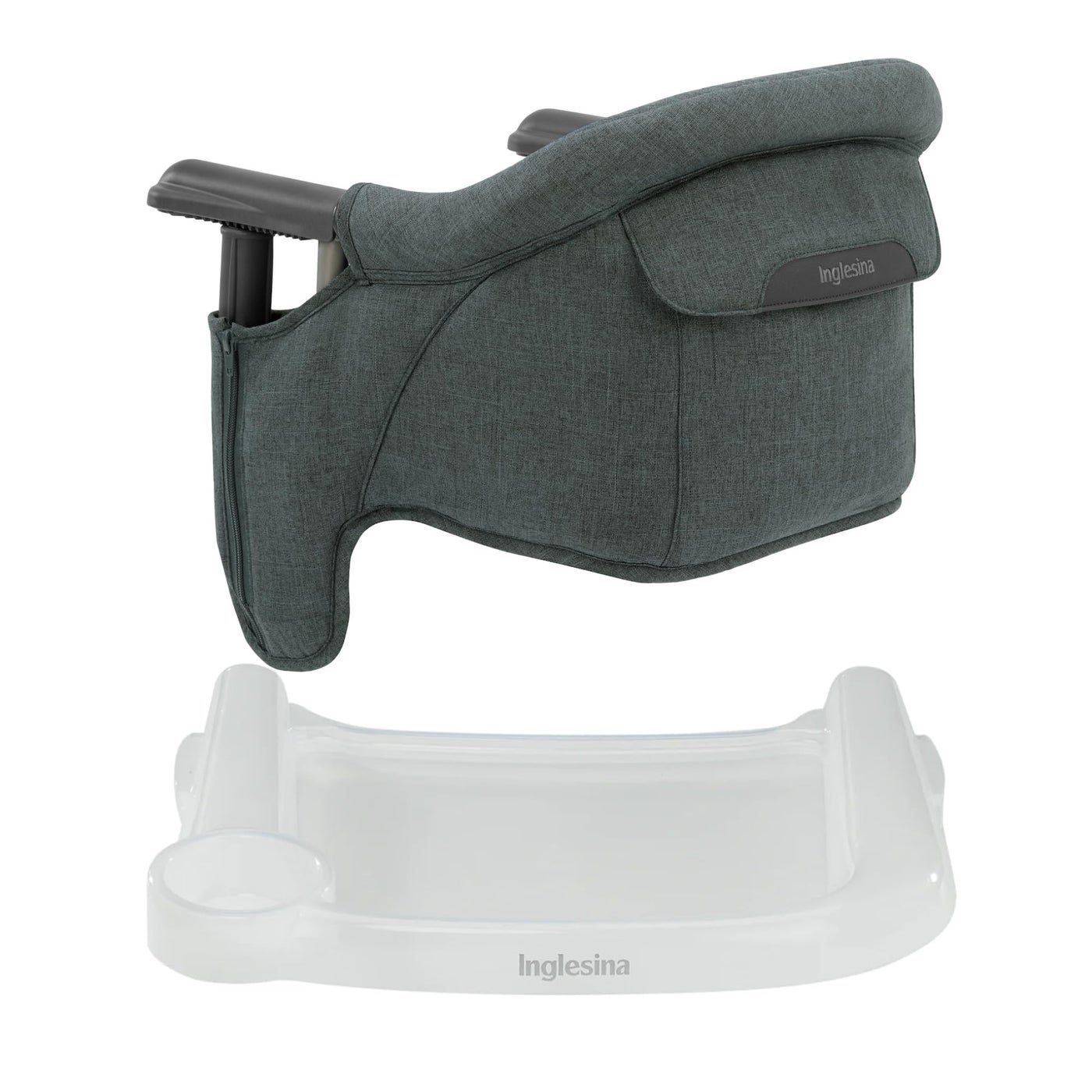 Inglesina Fast Table Chair Charcoal Gray Melange Fast Dining Tray Portable Baby High Chair for Babies Toddlers up to 37 lbs Fits Tables 08 to 35 Thick Compact Travel Bag Included