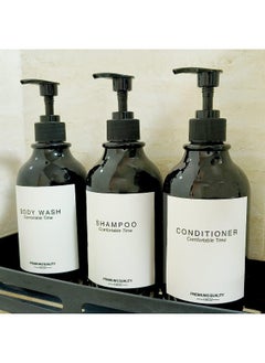 Generic 3 Pack of Shampoo and Conditioner Bottles - Apothecary Dispenser Bottle for Bathroom and Kitchen, Refillable Shampoo Bottles for Shampoo Lotion Oil Shower Soap Hand Soap and Dish Soap (Black)  - Image 2