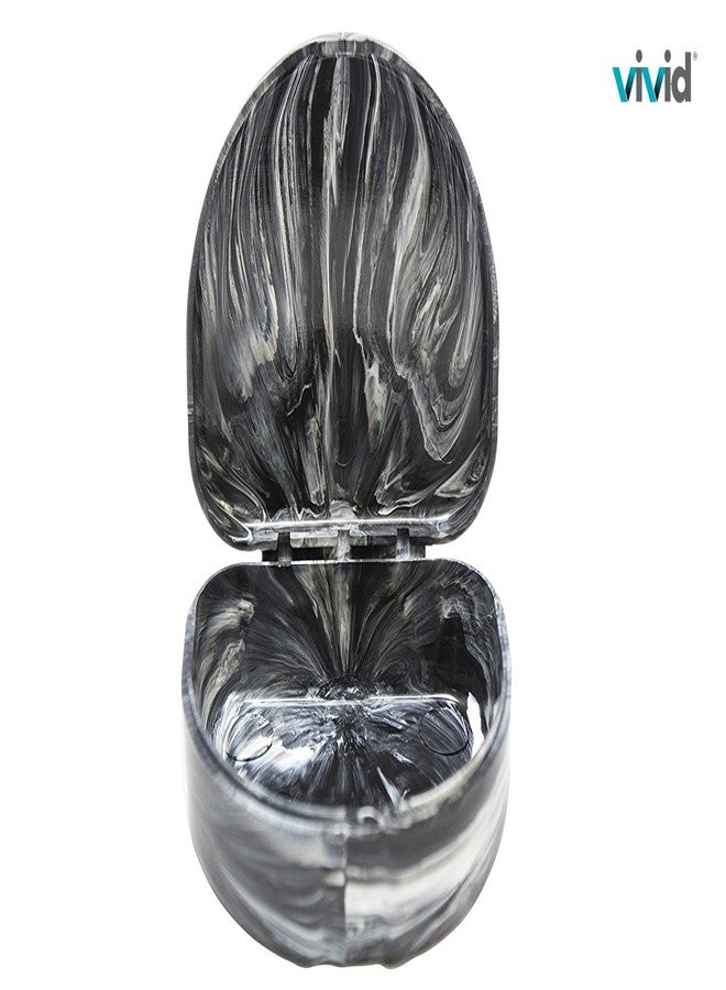 فيفيد علبة تقويم أسنان مزودة بأغطية مفصلية قابلة للإغلاق، علب أطقم أسنان محمولة، علبة واقي فم لأجهزة التقويم وأطقم الأسنان (رخام أسود) - Image 3