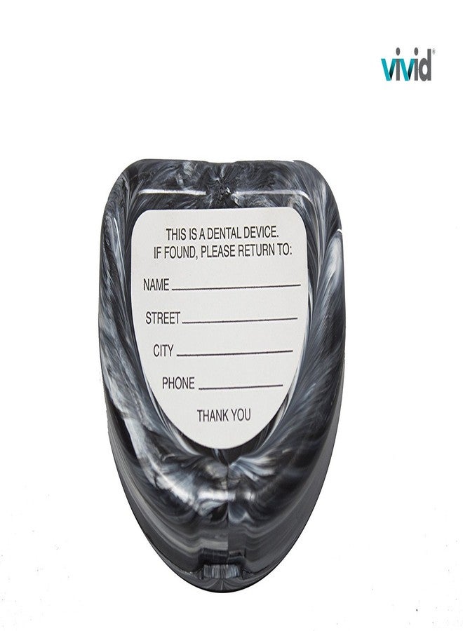 فيفيد علبة تقويم أسنان مزودة بأغطية مفصلية قابلة للإغلاق، علب أطقم أسنان محمولة، علبة واقي فم لأجهزة التقويم وأطقم الأسنان (رخام أسود) - Image 5