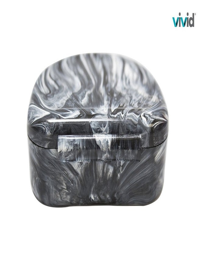 فيفيد علبة تقويم أسنان مزودة بأغطية مفصلية قابلة للإغلاق، علب أطقم أسنان محمولة، علبة واقي فم لأجهزة التقويم وأطقم الأسنان (رخام أسود) - Image 4