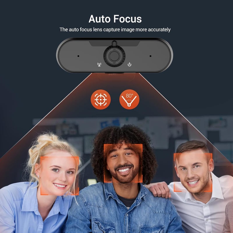 AUSHA Full HD 1080p Webcam with Autofocus, Microphone & Privacy Shutter for Video Conferencing, Online Classes, and Virtual Meetings USB Computer Camera for Laptop & Desktop - Image 4