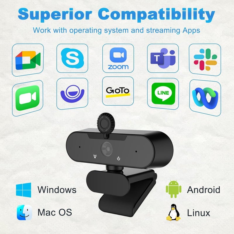 AUSHA Full HD 1080p Webcam with Autofocus, Microphone & Privacy Shutter for Video Conferencing, Online Classes, and Virtual Meetings USB Computer Camera for Laptop & Desktop - Image 3