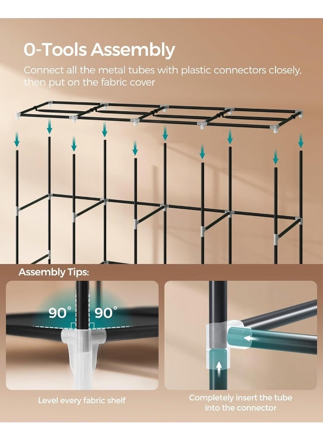 SONGMICS خزانة ملابس SONGMICS، خزانة محمولة، رف تنظيم الملابس مع 4 قضبان تعليق، رفوف، 4 جيوب جانبية، 170 × 45 × 167 سم، سعة كبيرة لغرفة النوم، غرفة المعيشة، أسود - Image 5