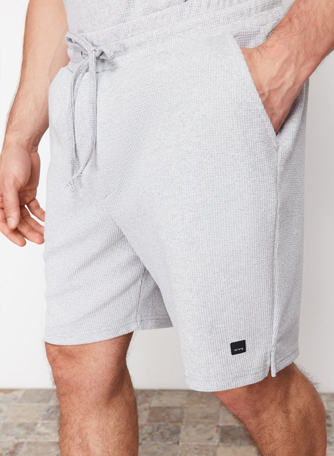 trendyol Grey Regular/Normal Cut Textured Fabric Labeled Polo Collar Tracksuit Set - Image 2