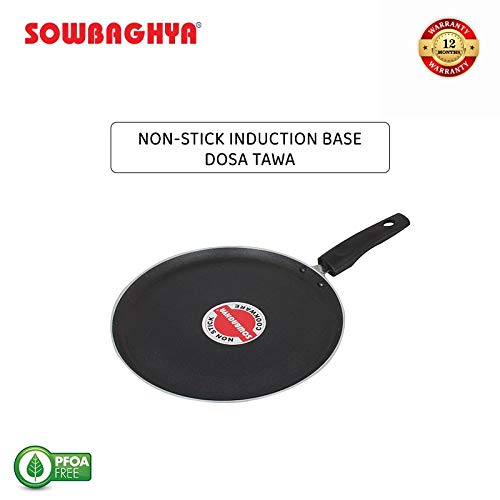 SOWBAGHYA Induction Base Non Stick Tawa, (26 cm, Black) | Dosa Roti Chapati Pathiri Tawa | Gas Stove Compatible, Non Stick Coating - Image 2