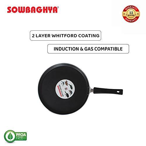 SOWBAGHYA Induction Base Non Stick Tawa, (26 cm, Black) | Dosa Roti Chapati Pathiri Tawa | Gas Stove Compatible, Non Stick Coating - Image 3