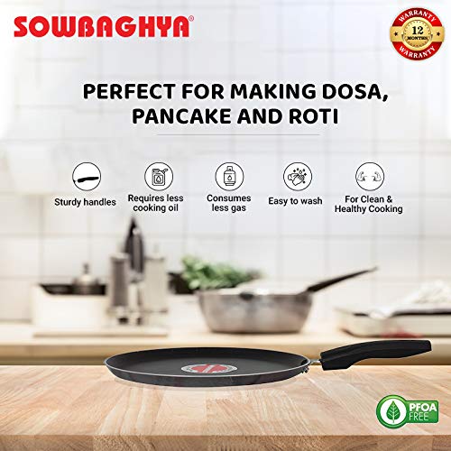 SOWBAGHYA Induction Base Non Stick Tawa, (26 cm, Black) | Dosa Roti Chapati Pathiri Tawa | Gas Stove Compatible, Non Stick Coating - Image 5