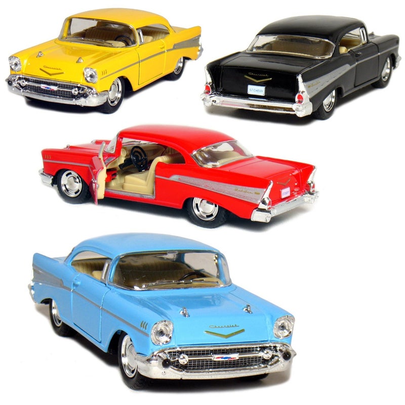 KiNSMART 1957 Chevy Bel Air Coupe 1:40 Scale 5" Die Cast Metal Classic Toy Car (4Set) - Image 1