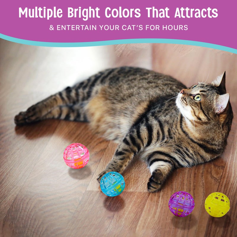 SPOT Lattice Balls Cat Toys - Durable, Fun Balls with Bells Perfect for Swatting and Batting, Colorful Toys to Entertain Indoor Cats and Kittens, - 1.5 inch, 4 pcs - Image 5