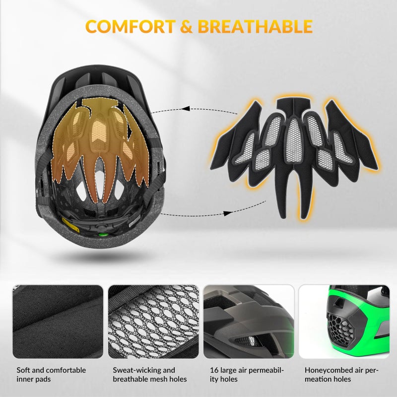 ROCKBROS Kids Bike Helmet Adjustable Detachable Full Face Bike Helmet for Children Bicycle, Skateboard, Scooter, Protective Gear - Image 2