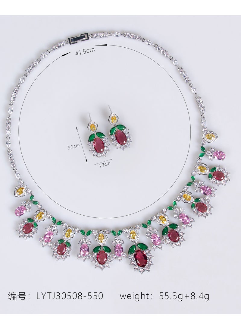 Mark Fairwhale Floral Zircon Necklace Earring Set  - Image 2