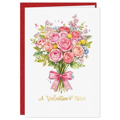 FLYAB Valentines Day Card for Wife - 5.5"x 8" 3D Watercolor Floral Valentines Card with Envelope Premium Gold Foil Gift for Her Him Women Men - Image 1