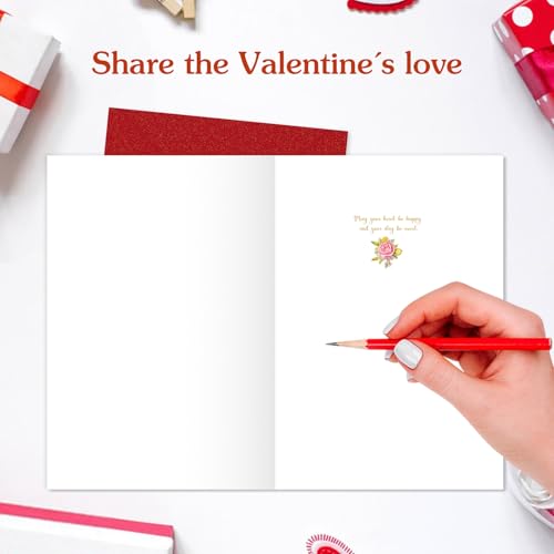 FLYAB Valentines Day Card for Wife - 5.5"x 8" 3D Watercolor Floral Valentines Card with Envelope Premium Gold Foil Gift for Her Him Women Men - Image 5