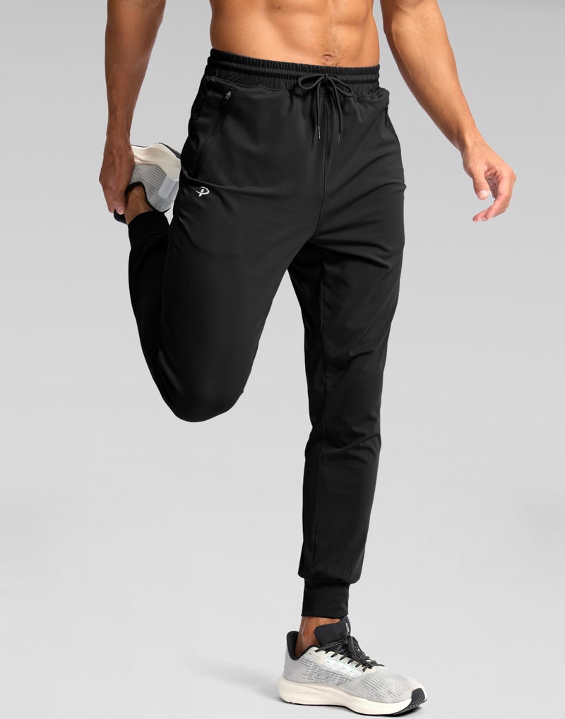 Pudolla Mens Joggers Mens Sweatpants with Pockets Men's Stretch Athletic Pants Workout Pants Runing Pants(Black M) - Image 3