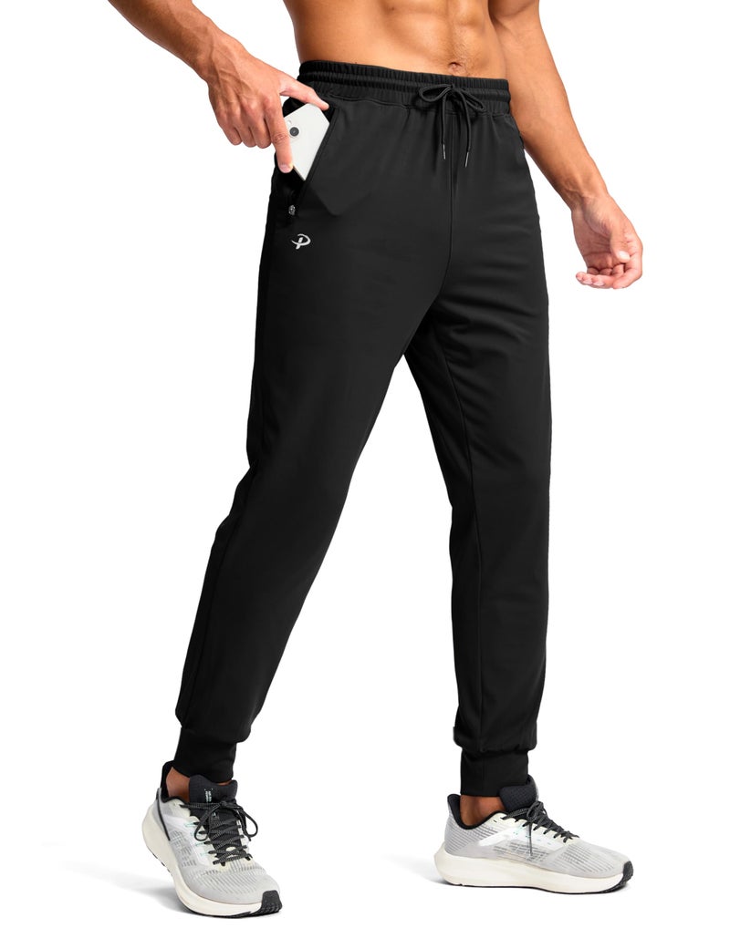 Pudolla Mens Joggers Mens Sweatpants with Pockets Men's Stretch Athletic Pants Workout Pants Runing Pants(Black M) - Image 1