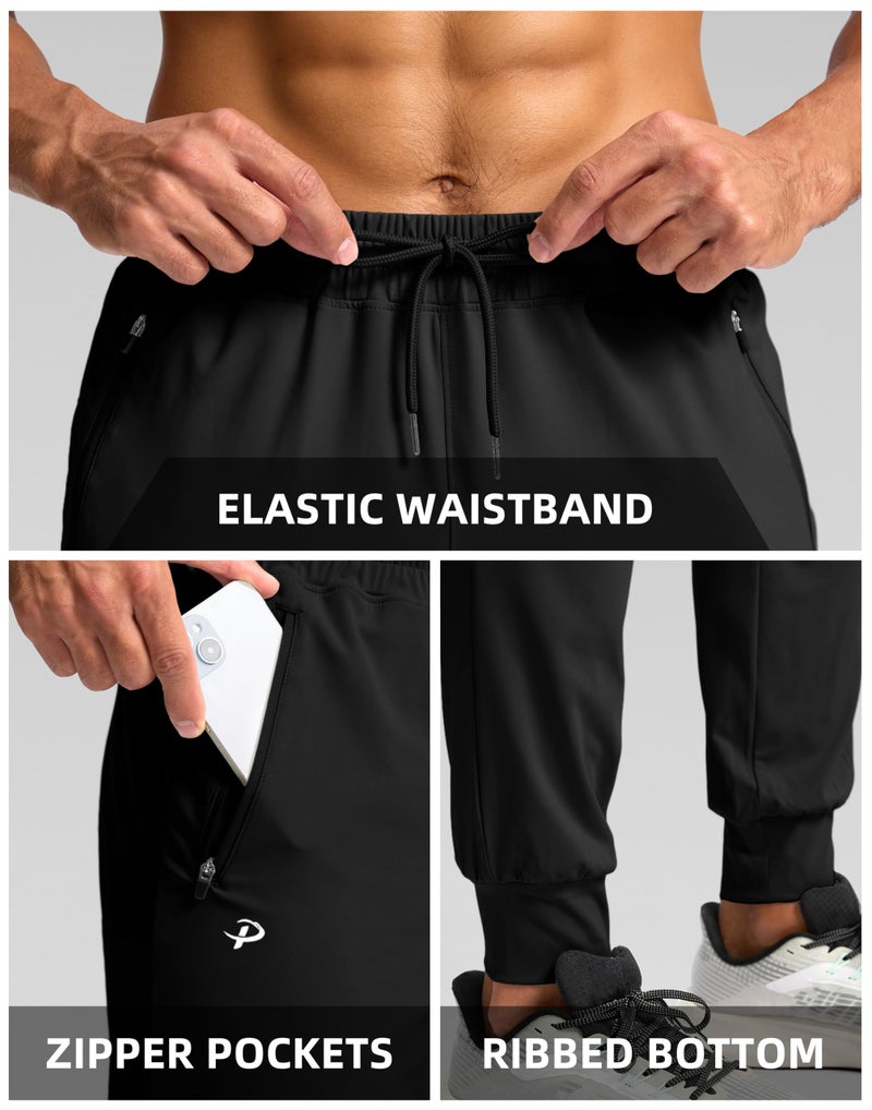 Pudolla Mens Joggers Mens Sweatpants with Pockets Men's Stretch Athletic Pants Workout Pants Runing Pants(Black M) - Image 4