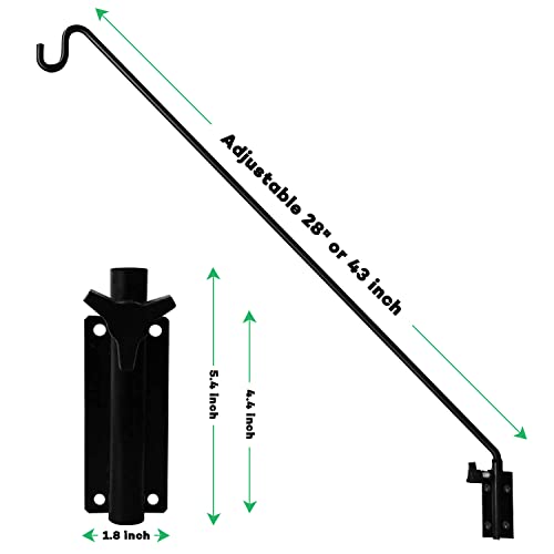 MIXXIDEA 2 Packs Heavy Duty Extended Reach Wall Mounted Deck Hook Wall Pole, Wall Bracket Direction and Length Adjustable Plant Bracket for Bird Feeders, Planters, Suet Baskets, Lanterns, Wind Chimes - Image 3