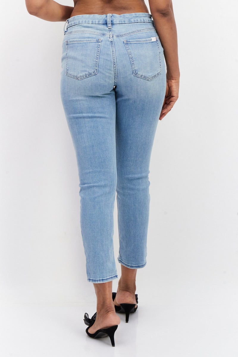 Jen 7 Women Slim Fit Washed Denim Jeans, Blue - Image 4