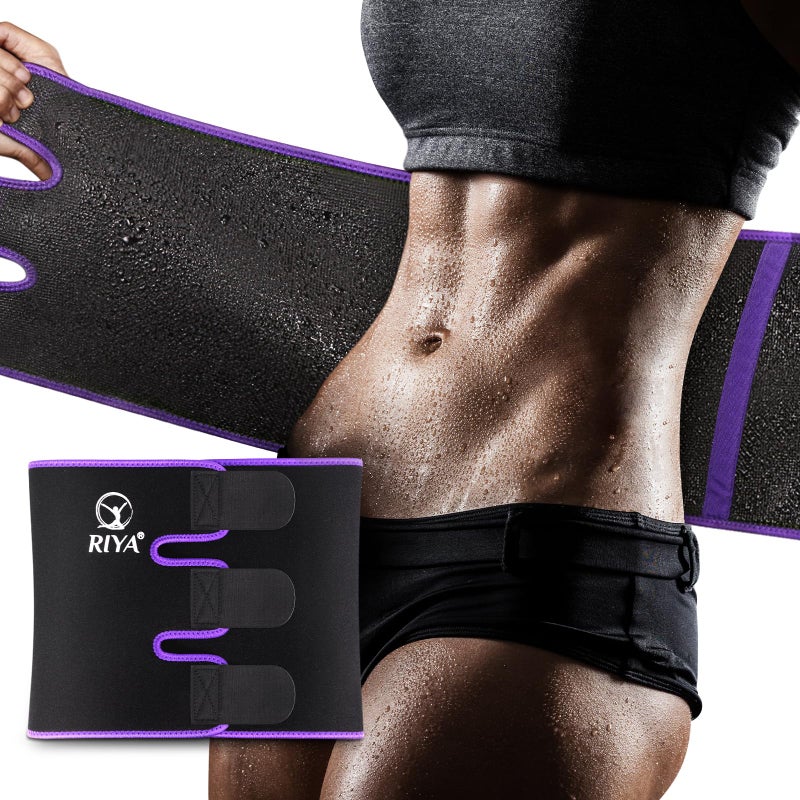RIYA Waist Trimmer Sweat Waist Trainer for Wome and Men Waist Sweat Belt Band Belly Stomach Wrap Purple - Image 1