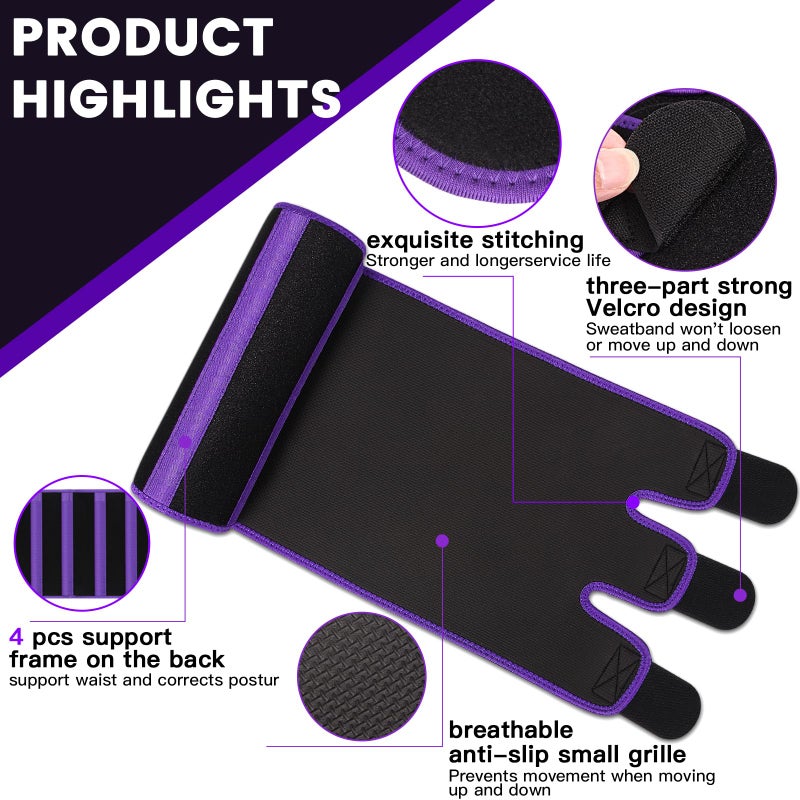 RIYA Waist Trimmer Sweat Waist Trainer for Wome and Men Waist Sweat Belt Band Belly Stomach Wrap Purple - Image 4