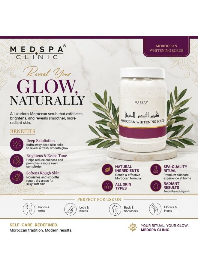 MedspaClinic Moroccan Whitening Scrub 2kg– Exfoliating Body Scrub for Dark Spots, Dull & Uneven Skin Tone – Deep Cleansing Body Polish for Smooth, Radiant Skin – Pack of 2 - Image 2