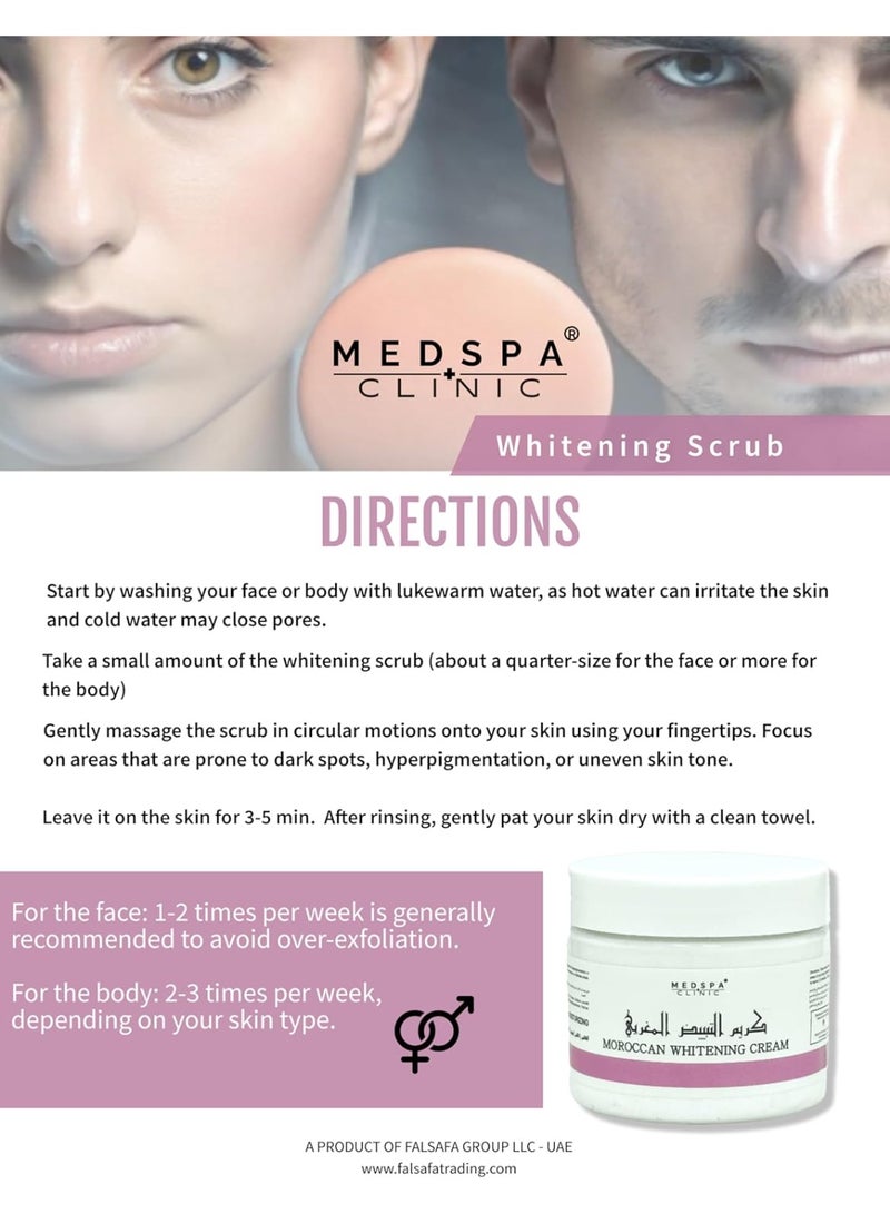 MedspaClinic Moroccan Whitening Scrub 2kg– Exfoliating Body Scrub for Dark Spots, Dull & Uneven Skin Tone – Deep Cleansing Body Polish for Smooth, Radiant Skin – Pack of 2 - Image 4