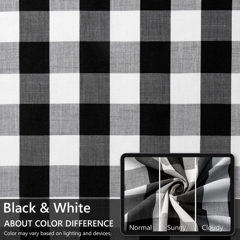Amzdecor Buffalo Plaid Grommet Curtains 84 Inch Length, Semi-Sheer Farmhouse Rustic Check Textured Curtains Drapery for Living Room Bedroom,2 Panels ï¼ˆ52" x 84", Black & Whiteï¼‰ - Image 5