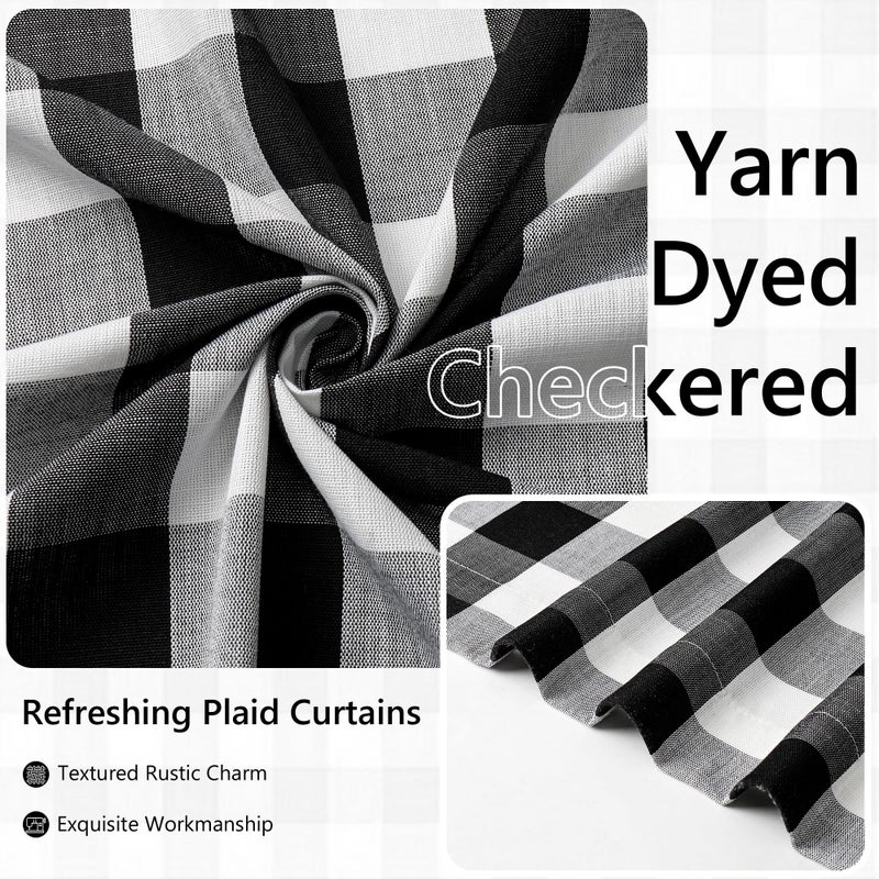 Amzdecor Buffalo Plaid Grommet Curtains 84 Inch Length, Semi-Sheer Farmhouse Rustic Check Textured Curtains Drapery for Living Room Bedroom,2 Panels ï¼ˆ52" x 84", Black & Whiteï¼‰ - Image 4