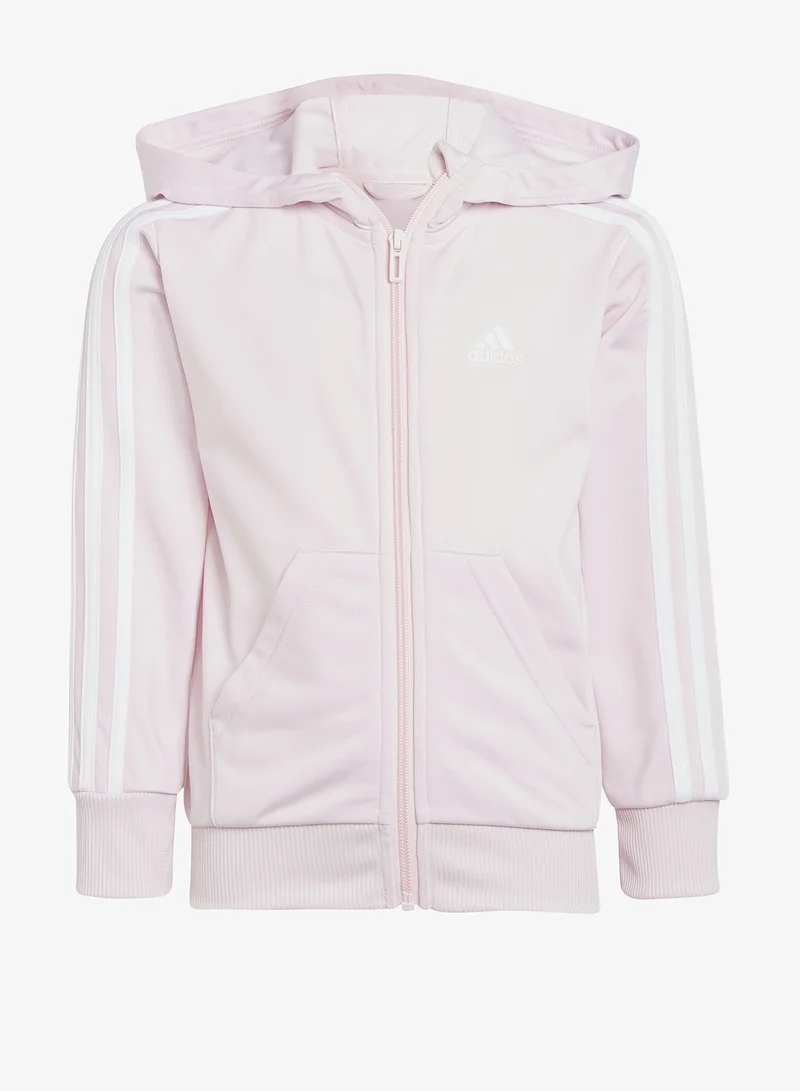 adidas بدلة رياضية لامعة بثلاث خطوط للأطفال