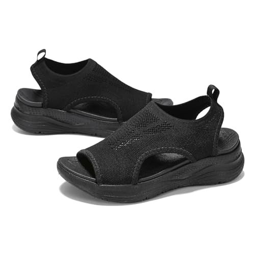 GoodValue Womens Comfortable Orthopedic Sandals Arch Support Ladies Walking Sport Athletic Sandals Open Toe Slip On Plantar Fasciitis Platform Dress Sandal 2 Inches Heel - Image 1