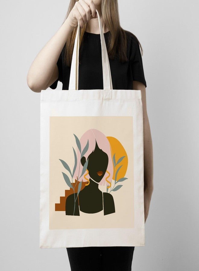 ARTBUG حقيبة تسوق نسائية من ARTBUG مزودة بسحاب، حقيبة قماشية أنيقة مناسبة لطالبات الجامعات والمكتب، أنيقة وقابلة لإعادة الاستخدام - رسم فتاة - رقم D - 209 - Image 3