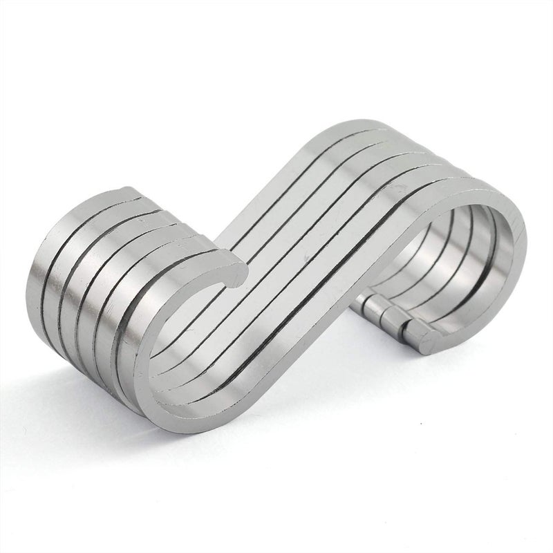 JCBIZ 6pcs Silver Space Aluminum S Hook Flat S Shape Bathroom Kitchen Railing S Hanger MultiPurpose Spoon Pan Pot Towel Cloths etc Accessories Hangers Fit for Below 19mm Round Rod