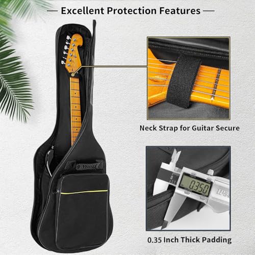 MUZTOP 39 40 Inch Electric Guitar Gig Bag 0.35 Inch Waterproof Thick Padding Backpack Soft Electric Guitar Case Dual Adjustable Shoulder Strap Pocket & Back Hanger Loop - Image 4