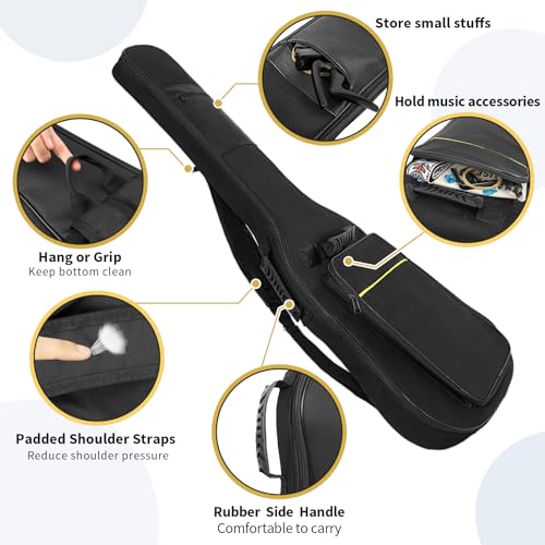 MUZTOP 39 40 Inch Electric Guitar Gig Bag 0.35 Inch Waterproof Thick Padding Backpack Soft Electric Guitar Case Dual Adjustable Shoulder Strap Pocket & Back Hanger Loop - Image 5