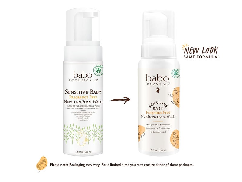 Babo Botanicals Sensitive Baby FragranceFree Newborn Foam Wash Gentle formula Oat Shea Cocoa Butter EWG Verified Vegan From birth on - Image 2