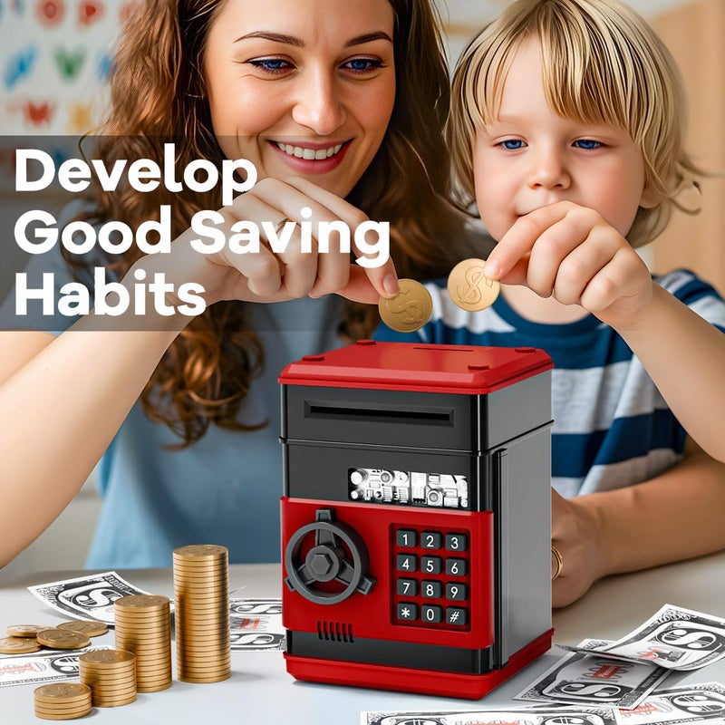 MAGIBX Kids Toys for 5-7 & 6-8 Year Olds - Mini Piggy Banks ATM Machine for Boys & Girls - Perfect Christmas & Birthday Gifts for 6 7 8 Year Old Boy, Black Red - Image 2