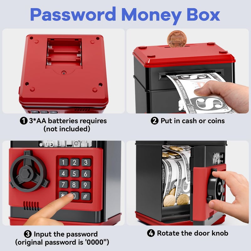 MAGIBX Kids Toys for 5-7 & 6-8 Year Olds - Mini Piggy Banks ATM Machine for Boys & Girls - Perfect Christmas & Birthday Gifts for 6 7 8 Year Old Boy, Black Red - Image 4
