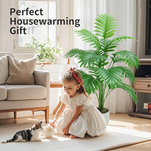 Freyalife 28“ Fake Plant Large Artificial Plam Tree for Indoor Room Decor,Faux Potted Plant for Home Offce Balcony Livingroom Bathroom Bedroom Outdoor Courtyard Decor - Image 4