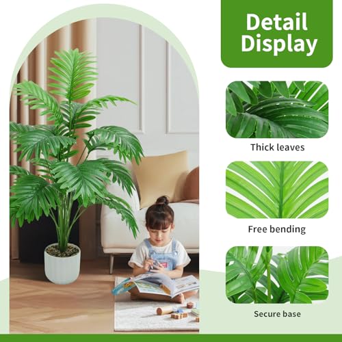 Freyalife 28“ Fake Plant Large Artificial Plam Tree for Indoor Room Decor,Faux Potted Plant for Home Offce Balcony Livingroom Bathroom Bedroom Outdoor Courtyard Decor - Image 2