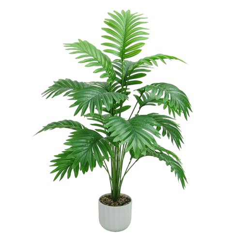 Freyalife 28“ Fake Plant Large Artificial Plam Tree for Indoor Room Decor,Faux Potted Plant for Home Offce Balcony Livingroom Bathroom Bedroom Outdoor Courtyard Decor - Image 1