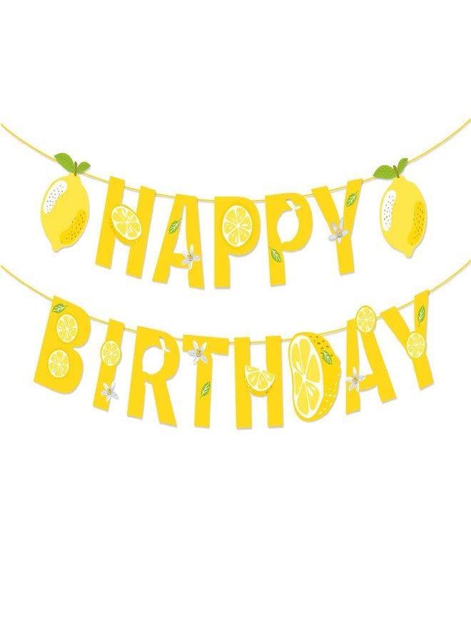 BHNACIER Lemon Banner Lemon Happy Birthday Banner Lemonade Birthday Party Banner Lemon Party Decoration Lemonade Happy Birthday Sign for Summer Fruit Birthday Party Lemon Theme Bridal Shower Supplies - Image 3
