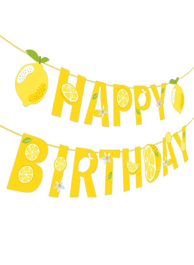 BHNACIER Lemon Banner Lemon Happy Birthday Banner Lemonade Birthday Party Banner Lemon Party Decoration Lemonade Happy Birthday Sign for Summer Fruit Birthday Party Lemon Theme Bridal Shower Supplies - Image 1