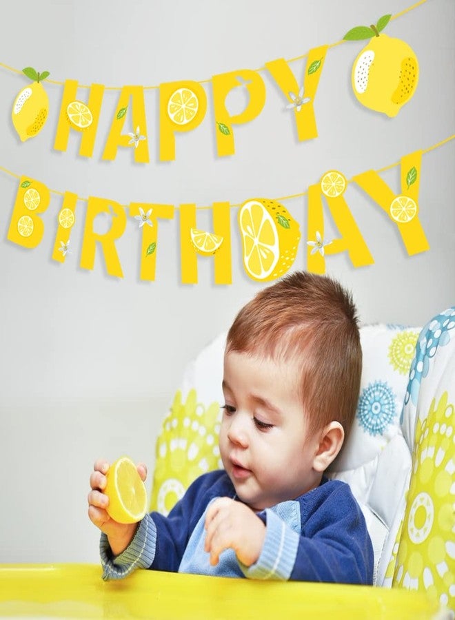 BHNACIER Lemon Banner Lemon Happy Birthday Banner Lemonade Birthday Party Banner Lemon Party Decoration Lemonade Happy Birthday Sign for Summer Fruit Birthday Party Lemon Theme Bridal Shower Supplies - Image 5