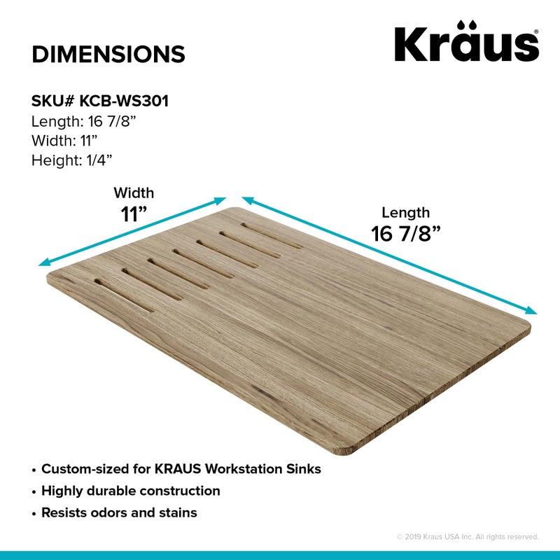 Kraus Kore Cutting Board for Workstation Kitchen Sinks (16 7/8 in. x 11 in.), KCB-WS301SA - Image 2