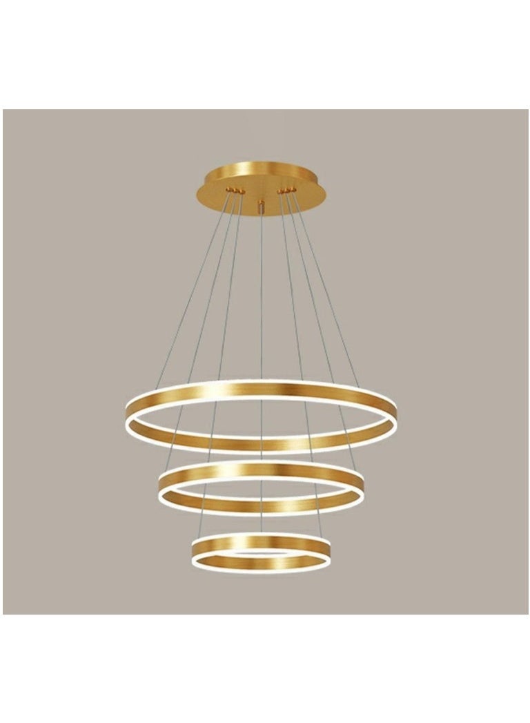 Modern LED Gold Ring Chandelier – 4-Tier Adjustable Pendant Light for Living Room, Dining Area, Foyer & Hotel Lobby – Contemporary Ceiling Fixture with Warm White Light & Sleek Metal Finish - Image 1